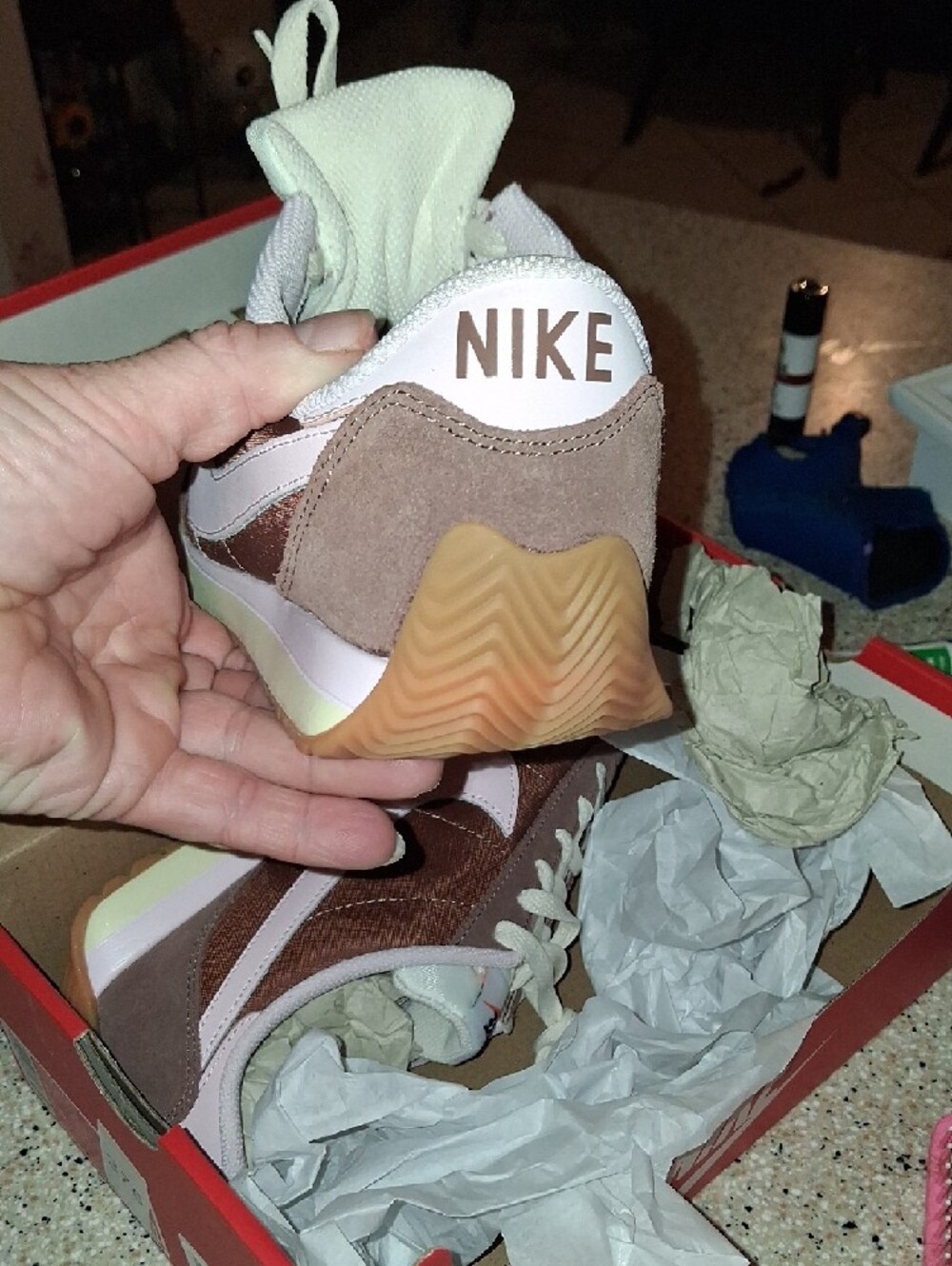Nike Brown Suede Sneakers with Light Pink Swoosh - Picture 6 of 9